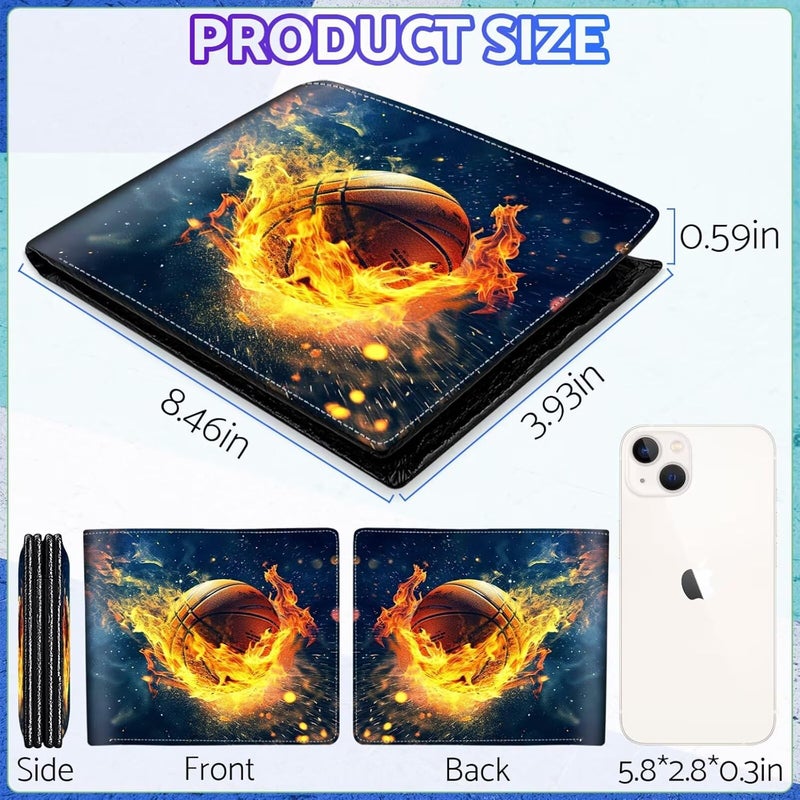 ZHIMEBYE Boys Wallet for Teens, Cool Kids Wallet for Boys Ages 8-10 9-12 11-15, Funny Basketball Leather Bifold Rfid Blocking, Coin Pocket Id Window for Teen Men Youth Guys Birthday Christmas Gifts - Image 2